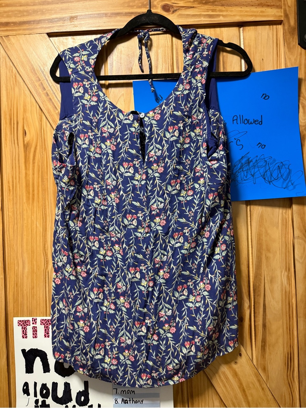 LOFT Navy Floral Tie-Back Camisole